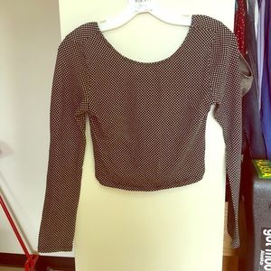 Polka dot long sleeve crop top